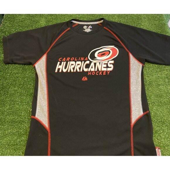 Carolina Hurricanes shirt mens medium black red Majestic Y2K short sleeve 29 - Picture 2 of 12